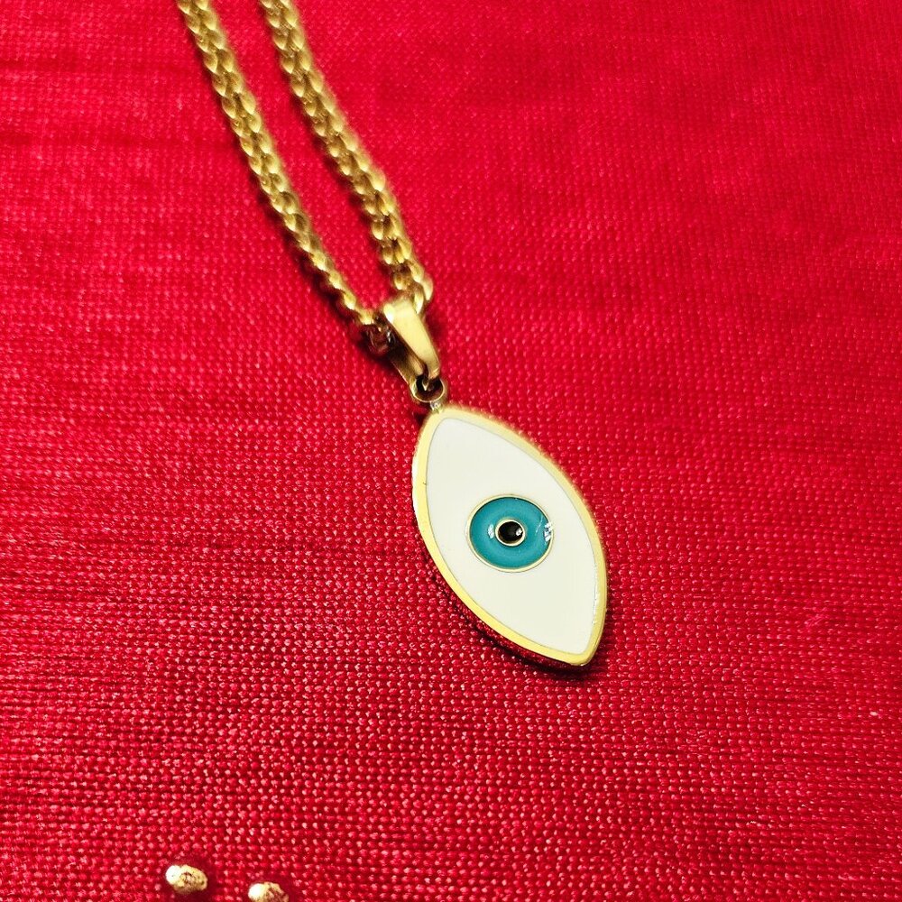 SALE!! Stainless Steel Adjustable Chain Neckace with Evil Eye Charm
